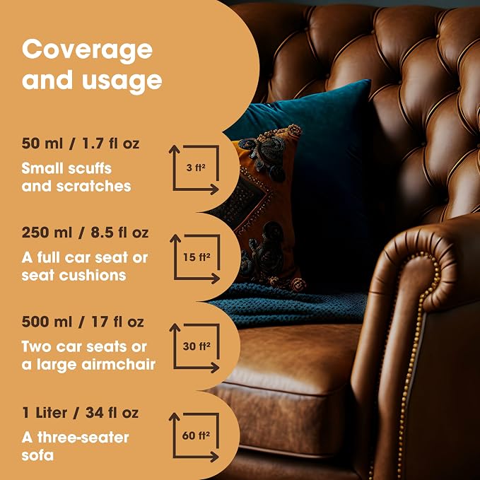 Furniture Clinic Leather Repair Paint | 2-in-1 Seal and Color | Use on Scratches, Tears, and Holes in Car Seats, Furniture | Quick and Easy Leather Repair Kit for Furniture (White, 250ml / 8.5oz)
