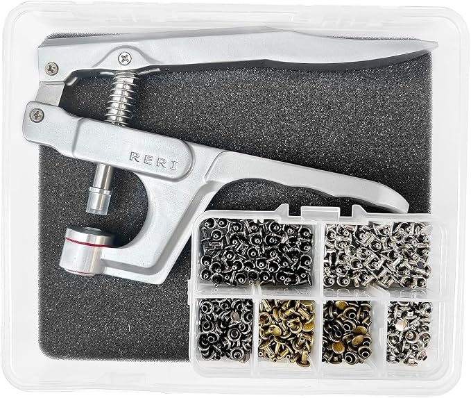 Rivets for Leather, 8mm Leather Rivet Kit, 3 Color Leather Rivets and Snaps for Leather Crafts, Clothes, Shoes, Leather Boots, Bags, Decoration