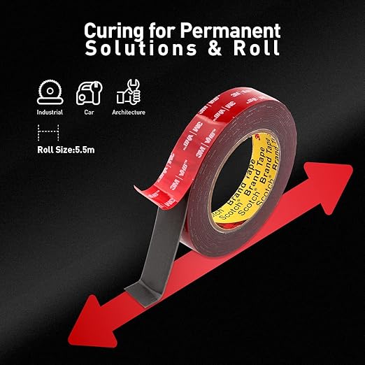Double Sided Tape Heavy Duty Mounting Tape 3/4" x 18Ft Made of 3M 4611F Gray Strong Adhesive for Reliable Bonding Waterproof Foam Tape for Home Office Car Decorative Materials and Trims