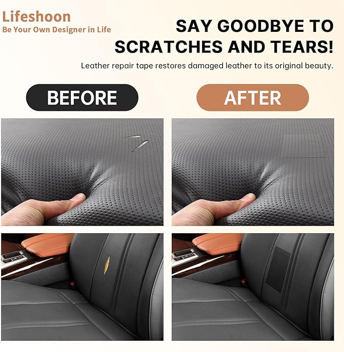 Lifeshoon Leather Repair Patch, 17X79 Inch Breathable Perforated Self Adhesive Leather Repair Tape, Large Vinyl Patch Kits for Couch, Furniture, Sofa, Car Seat, Chairs （Dark Brown, 17X79 Inch）