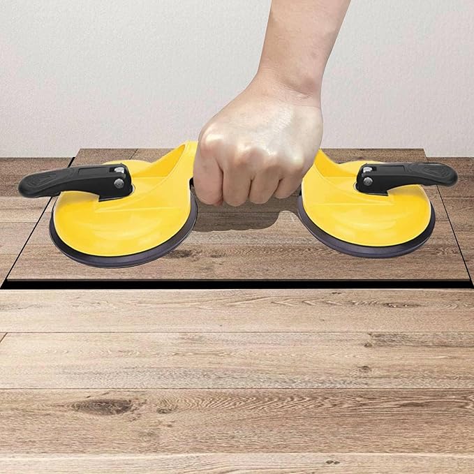 FCHO Floor Gap Fixer Tool for Laminate Floor Gap Repair Include Suction Cup and Mallet (Can't use on scraped surface floor)-Yellow Kit