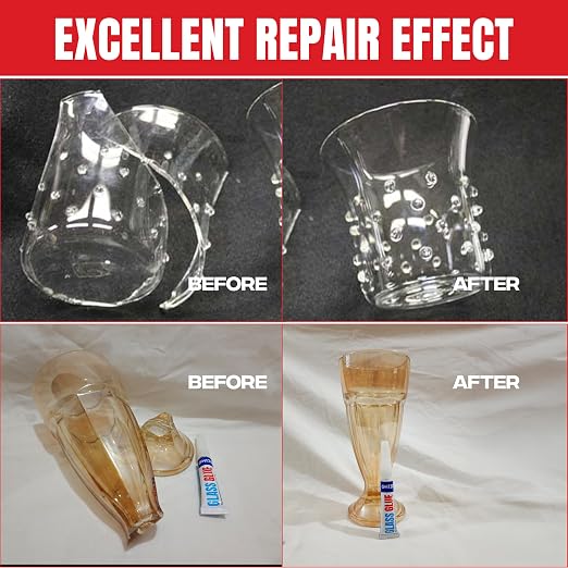 GH1200 Glass Glue Clear Repair Heavy Duty (5g x 5 PCs) Stain & Spot Free, with Fast Setting, Super Glue for Glass, Bowls, Articrafts, Crystals & More