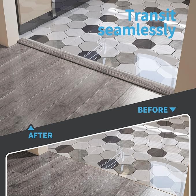Art3d Self Adhesive Vinyl Strip for Joining Floor Gaps, Carpet Thresholds - 10 FT, 1.57in, Gray (Pack of 2)