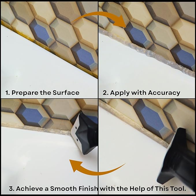 Caulking Tool 5 in 1 Silicone Caulking Tool Kit Sealant Finishing Tool Grout Remover Scraper Caulk Removal Tool with Replaceable Silicone Pads for Bathroom Kitchen Window Sink Tile Joint