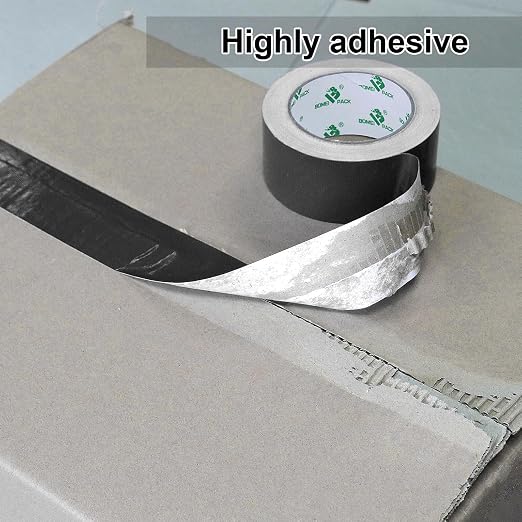 BOMEI PACK Duct Tape Heavy Duty - Black Tape Duct 3 Inches x 50 Yards, 9.06 mil, Strong, Flexible, No Residue, All-Weather and Tear by Hand - for Repairs, Industrial, Professional Use