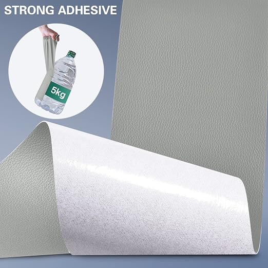 Self Adhesive Leather Repair Patch Kit, 31.4 in x 16 in Large Vinyl Leather Repair Tape for Furniture, Car Seat, Couch, Sofa, Chair Grey