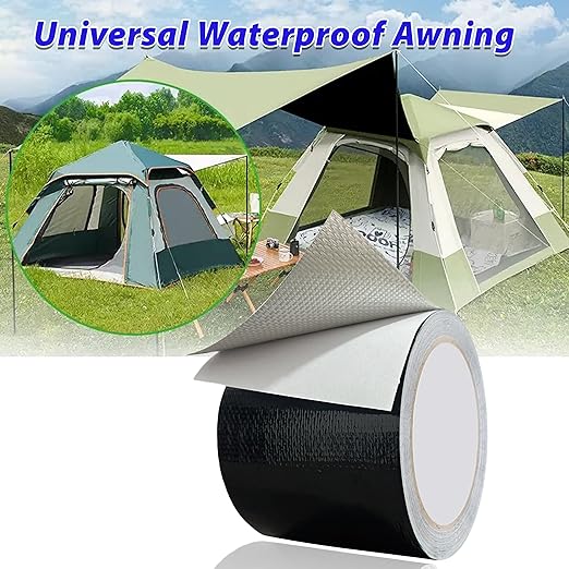 WaterproofRepair Tape for Fabric, 3.1IN x24.6FT, Heavy Duty Outdoor Repair Tape, for RV Roof, Tarp, Tent, Sail and Boat Cover Outdoor Repair Patch, Multipurpose Awning Repair Tape (Black)