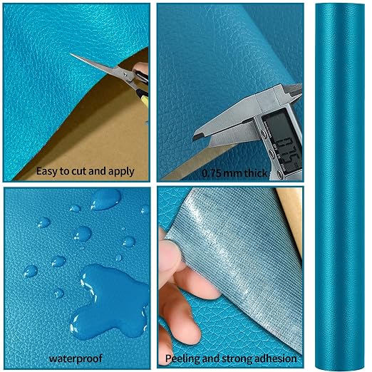 Oversized Leather Repair Tape, Adhesive Repair for Leather,17.7 x 78.8inches, for Sofas, car Seats, Furniture, Bags, Jackets, Armchair Tear Repair Patches (Sky Blue)