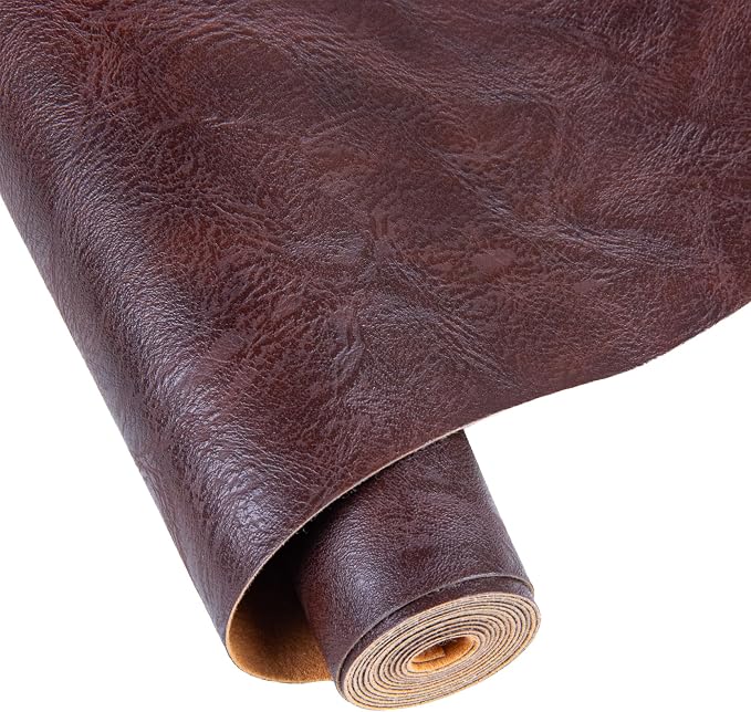 Faux Leather Fabric Sheet, 12 x 54 Inches, Texture Synthetic Material for DIY Crafts, Leather earings,Upholstery, Automotive, Sofa Projects Individual 1/3 Yard Cut (Dark Brown, 1/3 Yard)