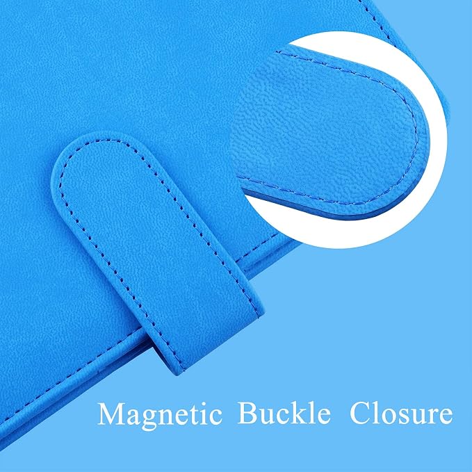 Antner A6 Binder 6 Ring Refillable Notebook Planner Cover for A6 Refill Paper, PU Leather Loose Leaf Personal Planner Money Organizer Wallet Budget Binder with Magnetic Buckle Closure, Sky Blue