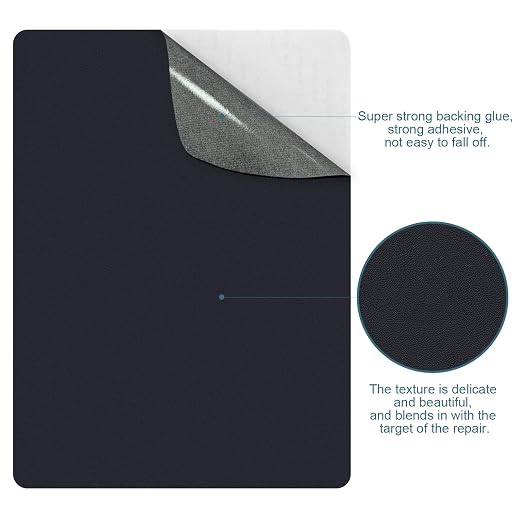 WILDREEDS 2 Pcs 8 x11 Inch Leather Repair Patches, Self-Adhesive Leather Patch for Sofas, Couch, Furniture,Tote Bags, Car Seats (Dark Blue)