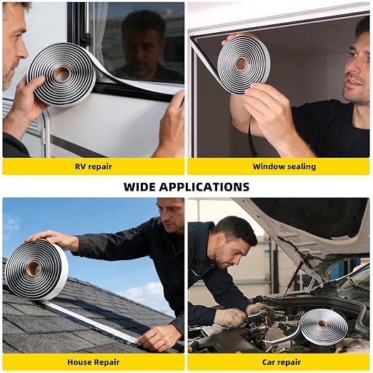 Butyl Sealant Tape – 14.76Ft Butyl Rubber Sealant,Promote Sealing Purpose- autty Tape for Automotive (Car, RV, Marine) for Installing Car Part, Windows, Doors and Windshield etc.(Heating Before Use)