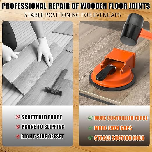 Heavy Duty Laminate Floor Suction Cup Repair Tool, for Laminate, Wood, Tile, Vinyl Floor Gap Repair Tool Close Unsightly Seams Designed for DIY Enthusiasts (with a Hammer Attached)