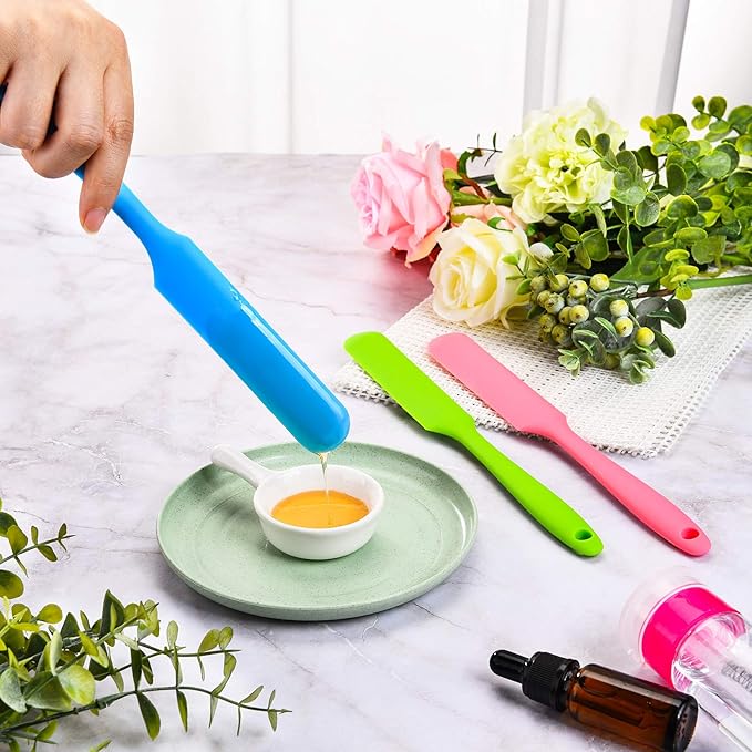 Mudder 3 Pcs Non-stick Wax Spatulas Silicone Waxing Applicator Hair Removal Sticks Applicator Spatula Reusable Hard Wax Scraper for Home Salon Body Use(Pink, Blue, Green)