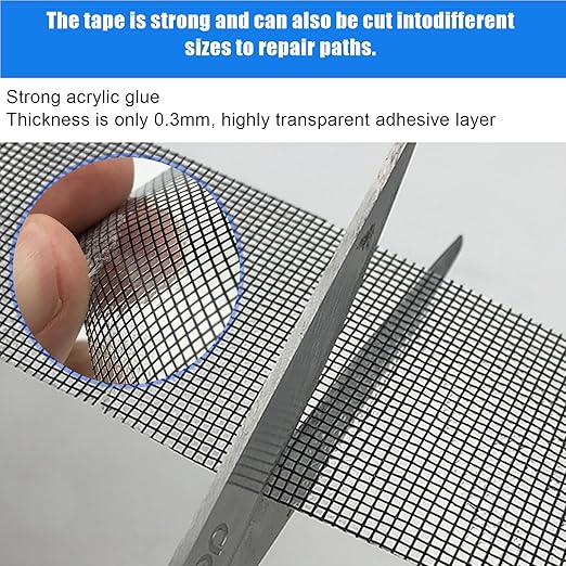 Fiberglass Window Repair Tape 4in X 15FT, Waterproof Screen Repair Kit for Mesh Screens, Instantly Covers Holes and Tears (Gray)