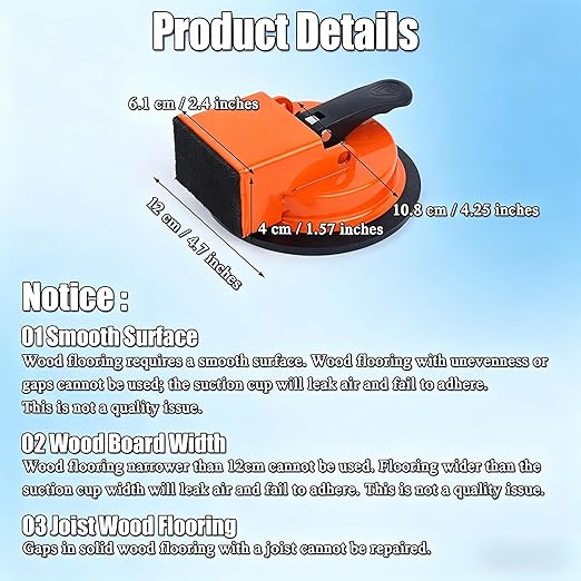 2026 Upgraded Heavy Duty Floor Gap Fixer Suction Cup Tool, Adjustable Height Setter & Countertop Leveling Tool for Vinyl Plank, Wood & Laminate Flooring Installation (Orange Single-Sided)