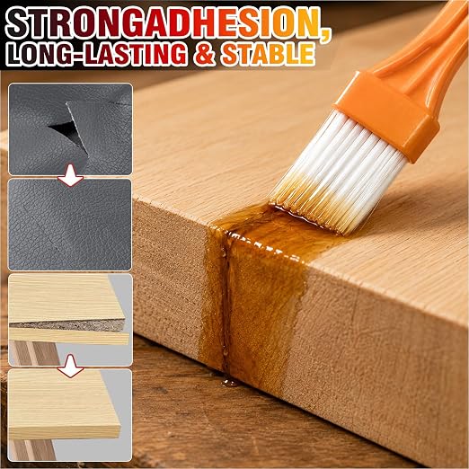 Contact Cement Adhesive, High Performance Neoprene Contact Adhesive with Brush, Waterproof Contact Cement Glue for Wood, Leather, Shoe, Furniture Repairs and Crafts, Flexible and Strong Bonding