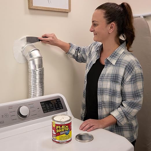 Flex Paste, Waterproof Paintable Putty, Spackle Sealant, Fill Gaps Cracks Holes - Block Out Water and Air - UV Resistant - Walls, Drywall, EPDM, Concrete, Roof, RV Repairs, White, Quart
