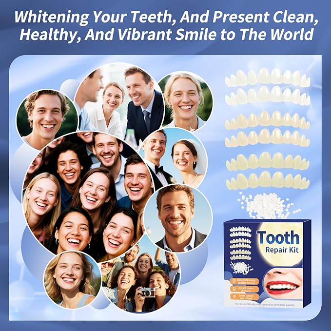 Tooth Repair Kit，Temporary Natural Shade for Filling The Gap, Moldable Thermal Beads Replacement Kit Replace The Missing or Broken Tooth-6PCS-AK02