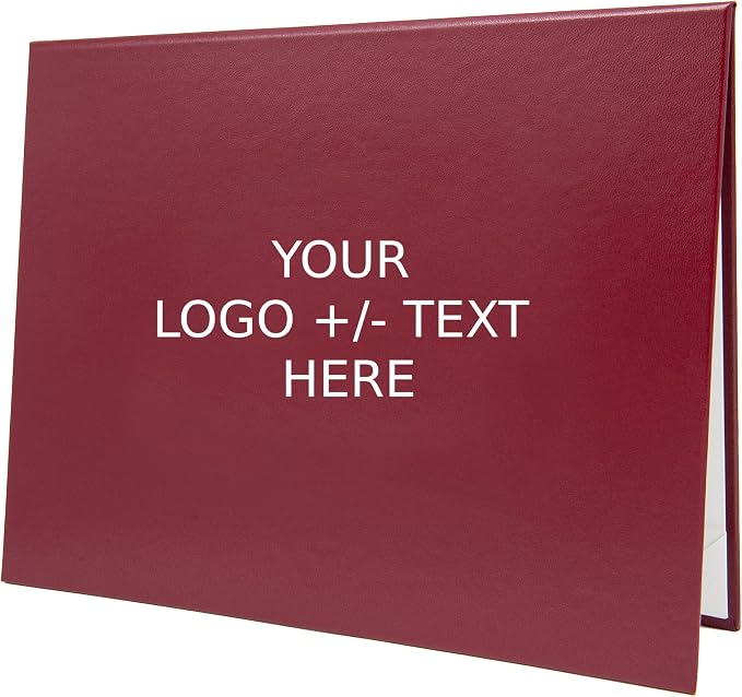 Maroon Faux Leather Document Cover 8.5x11 Letter Size | Tent-Style, Non-Padded with Metallic Foil Custom Printing | Professional Presentation for Awards, Diplomas and Certificates