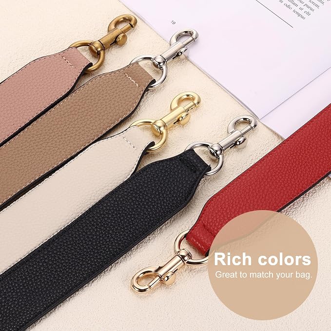 uxcell 22.83 Inch PU Leather Short Bag Strap with Clasp, Purse Handles Handbags Replacement Straps for Clutch Bag Crossbody Underarm Bags, Brown, Gold Buckle