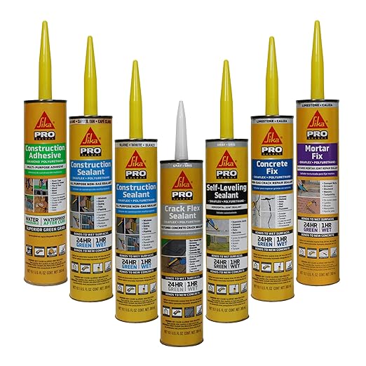SIKA Sikaflex Construction Sealant, Tan 10.1 fl. oz, Polyurethane for Vertical & Overhead Joints, Ideal for Windows & Doors, Paintable & Stainable
