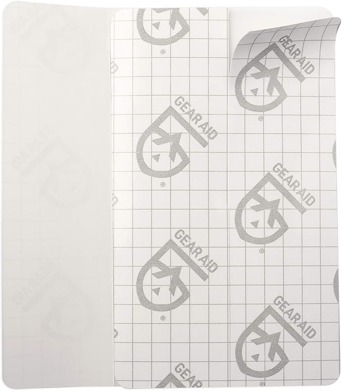 GEAR AID Tenacious Tape Flex Heavy Duty Patches for Fixing Holes and Rips in Outdoor Fabrics, Vinyl, Pool and Snow PVC Inflatables, Peel-and-Stick, Clear, Two 3" x 5" Patches