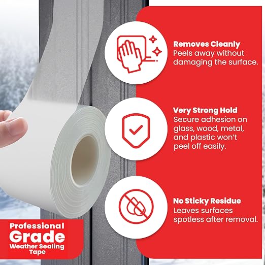 ArmorDillo Transparent Window Weather Sealing Tape, w Free Utility Knife, 3 inch X 240FT (80 YDS) - Clear Weather Stripping Tape, Draft Isolation & Insulation, No Residue, for Windows, Doors, AC & RV