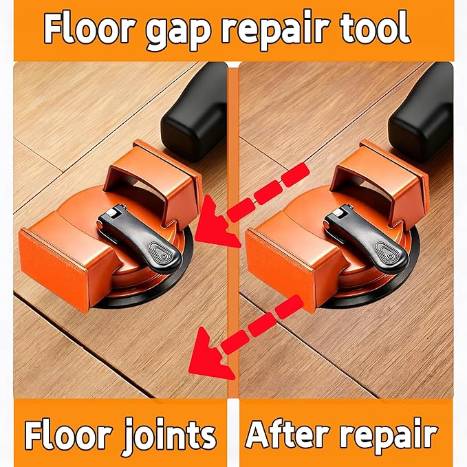 Heavy Duty Floor Gap Fixer Tool, Iron Construction with Enhanced Suction Cup & 5 Sticky Pads, Perfect for Laminate & Solid Wood Floor Gap Repair