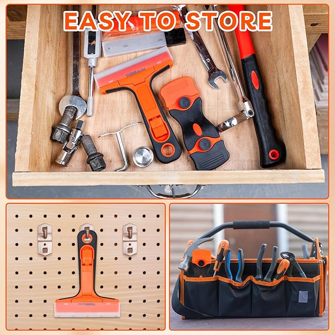Razor Blade Scraper, 2 Pack Razor Scraper with 40Pcs Razor Blades, Multi-Purpose Cleaning Scraper Tool for Removing Decals, Tint, Stickers, Labels, Caulk, Adhesive from Window, Oven, Stove Top
