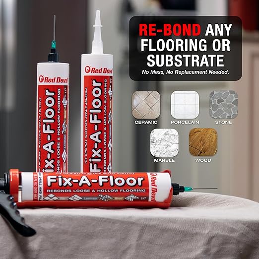 The Original Fix-A-Floor Loose Tile Repair Adhesive - Tile, Porcelain, Ceramic, Marble, Stone & Wood. Custom Tip for All Grout Sizes. Pack of 12 *for Best Results Use The Proven Power of a Caulk Gun*