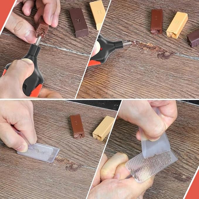 Porcelain Tile Repair Kit Wax Blocks DIY Tool, Repairing Cracks Scratches Floors Laminate Heat Pen Wood Linoleum Hard Marker Cover Patch Holes Door Melting Chip Quartz Countertop Ceramic