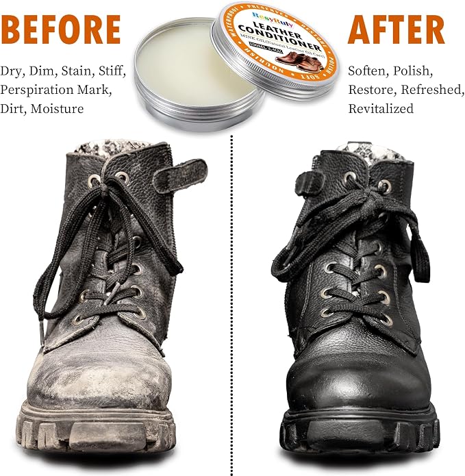 Mink Oil Paste Leather Conditioner Boots Wax Waterproof Smooth Couch Purse Shoes Bag Jacket Soft Polish Furniture Salve Sofa Car Seat Restore Shine Saddles Baseball Glove Natural Leather Care Balm
