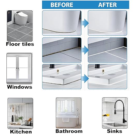 Waterproof Cream Grout Reviver Ready Mixed 13.4oz / 380g Fast Drying Extra Volume Waterproof Grout Repair Kit Cream Tile Grout for Patio, Shower, Bathroom, Window Quick Drying Gap Filler