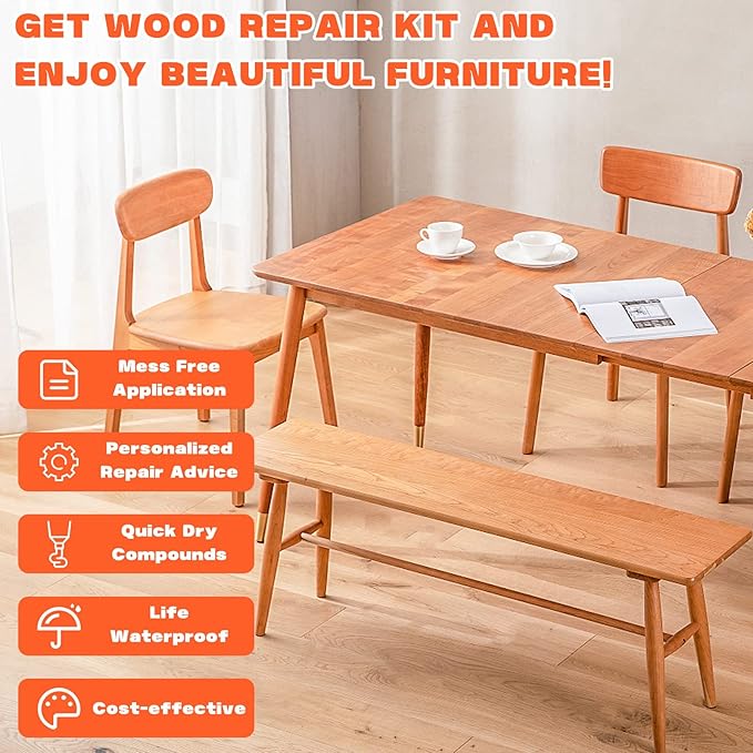 Walnut Wood Filler Kit,Wood Putty with 3 Color Laminate Floor Repair Kit for Scratch Cover & Restore Laminate Scratch, Cracks, Hole, Restofinisher Wooden Door, Furniture, Table, Cabinet