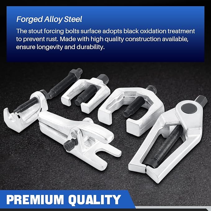 DASBET 5PCS Ball Joint Separator Front End Service Tool Kit 5-in-1 Pitman Arm Puller Tie Rod End Removal Tool Set for Front End Service Splitter Removal Kit (Blue)