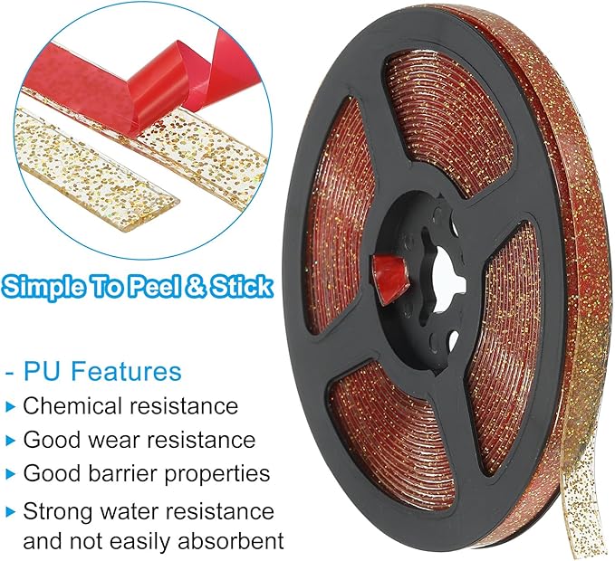 PATIKIL Caulking Trim Strip, 20 FT Corner Peel and Stick Wall Molding Edging Waterproof Self-Adhesive Trim Caulk Strip for Floor Countertop Toilet Tile Tub, Gold