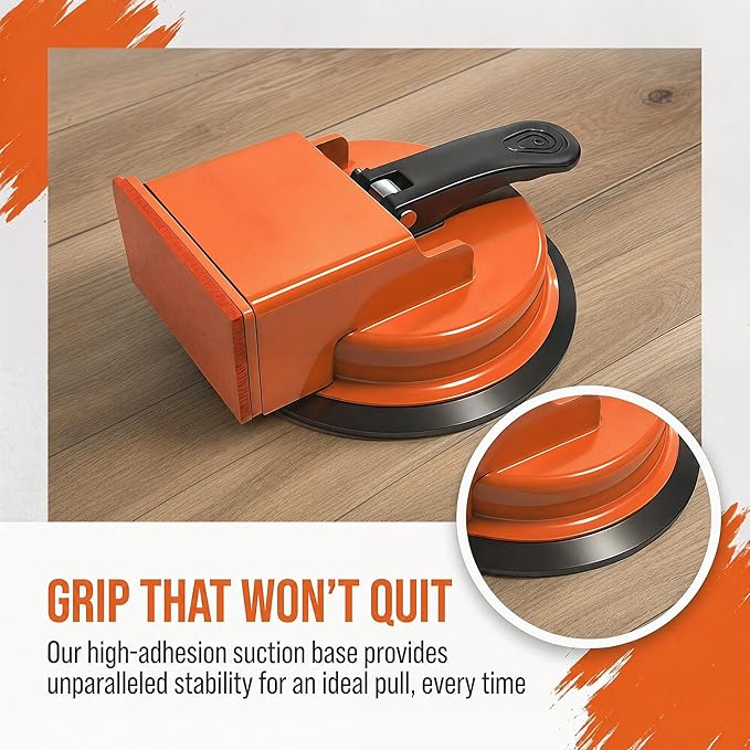 Floor Gap Fixer Tool Kit, Heavy Duty Suction Cup Floor Repair Tool for Laminate/Vinyl/Tiles, Includes 5 Adhesive Stickers, 3 Cushion Pads & 1 Seam Knife