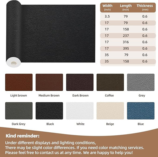 Shagoom Leather Repair Patch, 17X79 Inch Repair Patch Self Adhesive Waterproof, DIY Large Vinyl Patches for Couches, Furniture, Kitchen Cabinets, Wall （Coffee, 17X79 Inch）