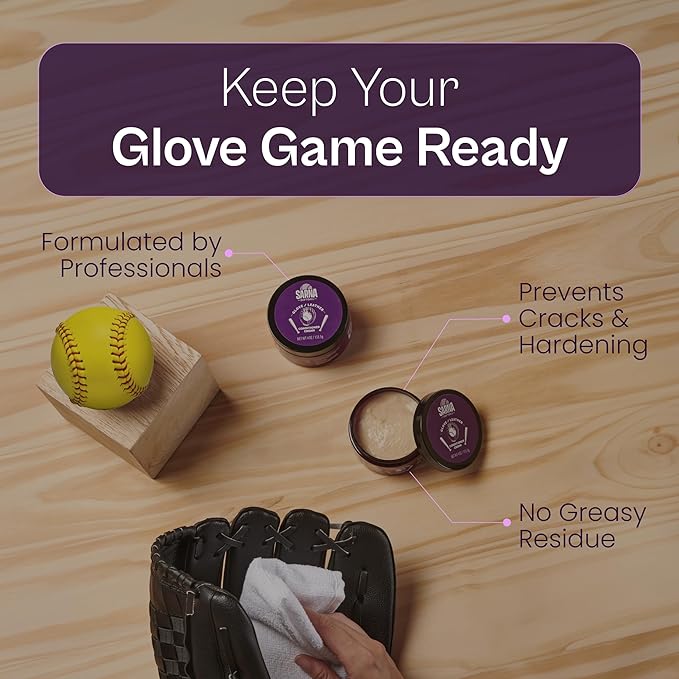 SARNA BASEBALL Glove Conditioner, Cream, 4 Oz – Break in Faster, Keep Leather Maintained – Glove Conditioner for Mitts & Softball Gear Made in USA