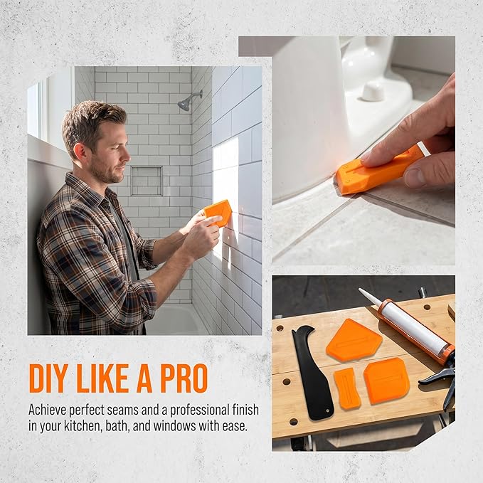 9 in 1caulk smoothingand Grouting Tool, silicone remover，Sealant Trimming and Removal Tool with Grout Squeegee for Bathrooms, Windows, Doors, Kitche