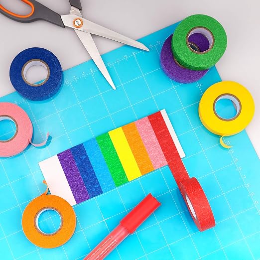 8 Rolls Colored Masking Tape Rainbow Painters Tape, 0.6 Inch x 16 Yard | Colorful Craft Art Paper Tape Labeling Arts Crafts Decorative Coding Decoration Supplies