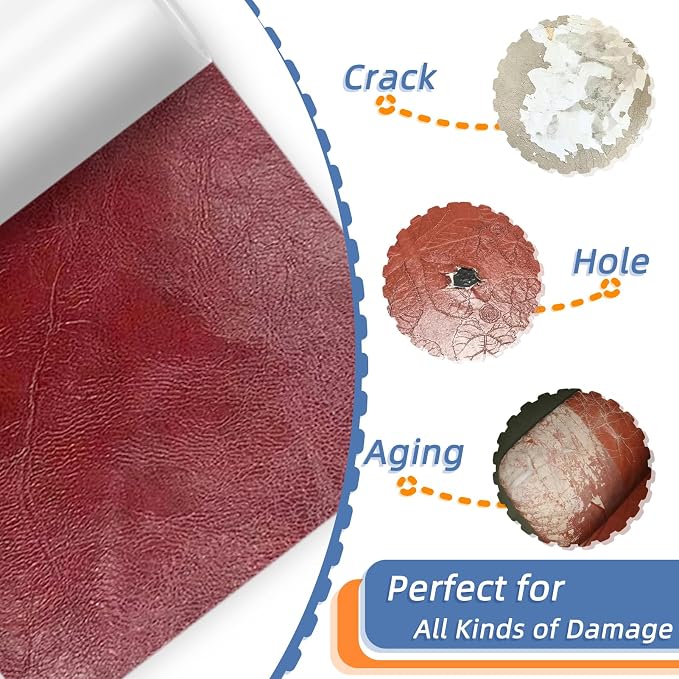 Self Adhesive Faux Leather Repair Patch,1Roll 15x78 Inch Leather Repair Tape for Furniture,Couch Tape for Couches,Bed,Car Seats,Chair,Wine Red