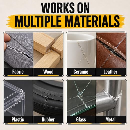 Multi-Purpose Super Glue, 4.37 oz Clear High Strength Adhesive with Brush | Clear high-strength bond, brush applicator, repairs rubber, PVC, acrylic, wood, ceramic, leather, plastic