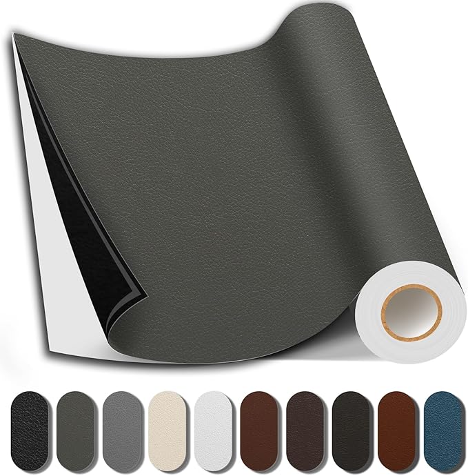Leather Repair Patch, 17X79 Inch Repair Patch Self Adhesive Waterproof, DIY Large Vinyl Patches for Couches, Furniture, Kitchen Cabinets, Wall （Dark Grey, 17X79 Inch）
