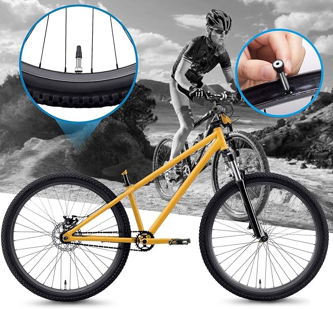 Hestya 9 Pieces Presta Valve Stem 40 mm Tubeless Presta Valve Stem Core Remover Tool Kit for Bicycle MTB and Road Bike Repair(Black)