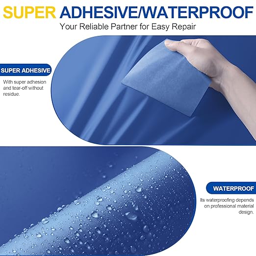 Fabric Repair Tape, Self Adhesive Nylon Repair Patch, Waterproof Outdoor Nylon Tape/Patch Kit for Down Jacket Clothing Tent Awnings Boat Cover Couches Royal Blue 4x70 inch
