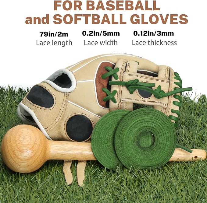 Softball Baseball Glove Lace, Mitt Lace Repair Kit Includes 2 Leather Laces and Lacing Needle for Catcher's Glove