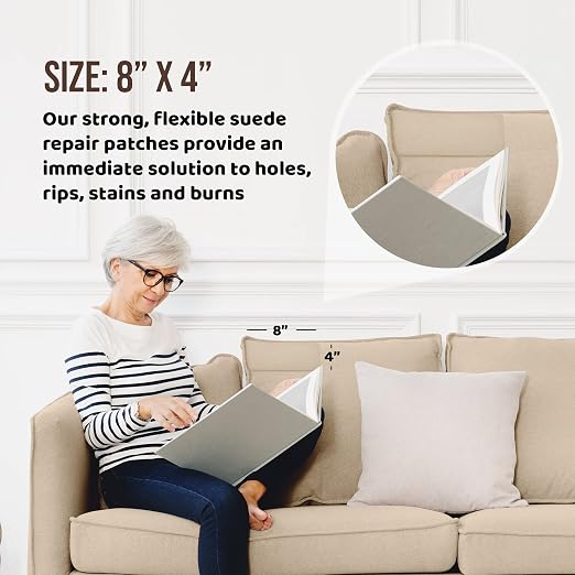 Instant MastaPlasta Suede Premium Repair Patch - Brown 8in x 4in (20cm 10cm) Self-Adhesive Upholstery-Quality Patches for Sofas, Car Interiors, Bags, Shoes & More