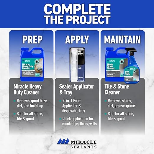 Miracle Sealants 511 Impregnator Advanced Penetrating Sealer for Countertops, Stone, Tile & Grout, Quart